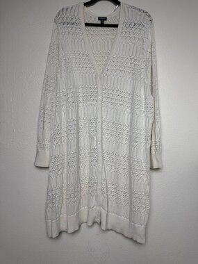 Torrid Womens Ivory Open Knit Button-Front Cardigan 100% Cotton Plus Size 6